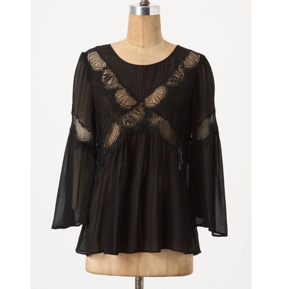 Anthropologie Tops - Anthropologie Lil Irina Silk Lace Blouse Top